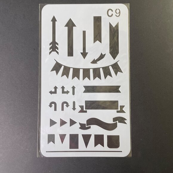 Reusable Art Planner Stencil Arrows Flags Banners Flow Chart Arrows u Mixed Medi - Picture 1 of 3